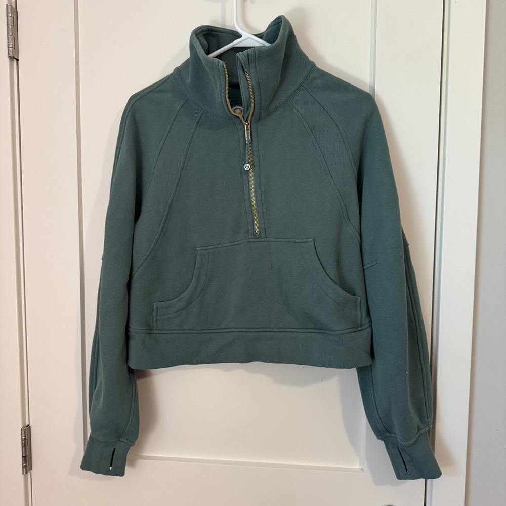 Lululemon Scuba Oversized Half-Zip‎ Hoodie Green Gold XS/S LW3HKHS